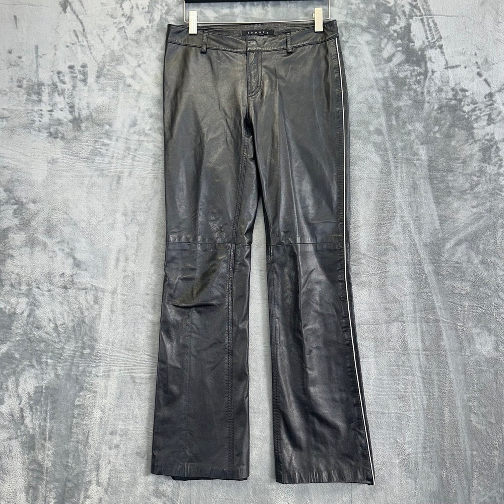 Theory Leather‎ Flare Pants Women's Size 0 Black